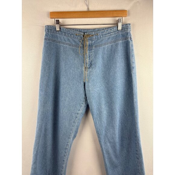 Womens GNW Light Blue Denim Pants Size 10 Cotton Drawstring Waist - Picture 1 of 6